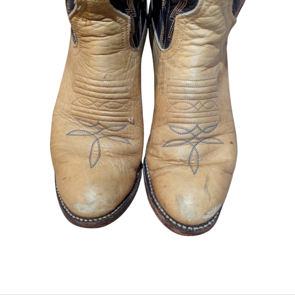 Larry Mahan Black and Tan Heeled Boots - Picture 10 of 12